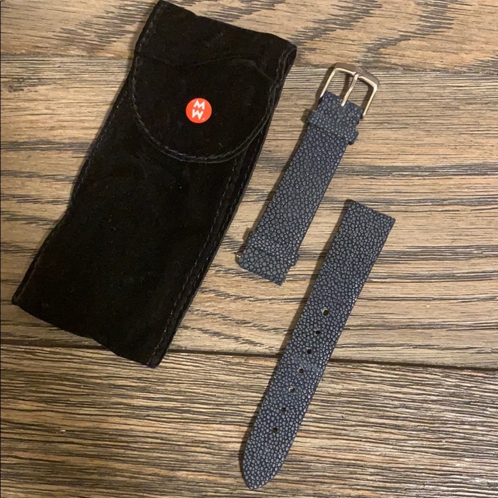 18mm Michele Deco Navy Blue Stingray watch band